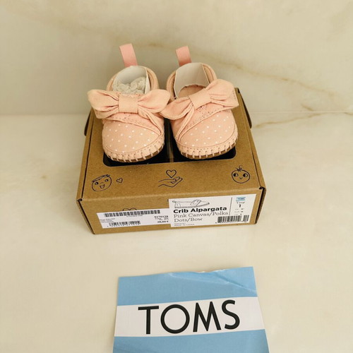 Toms Tiny Alpargata baby shoes like new, pink with bow