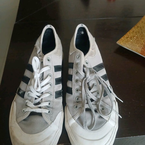 Adidas athletic shoes used, gray, size 42.5