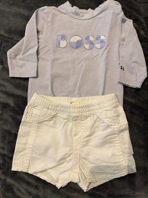 Летен комплект тениска Boss и къси панталони Benetton 3-6 месеца като нов