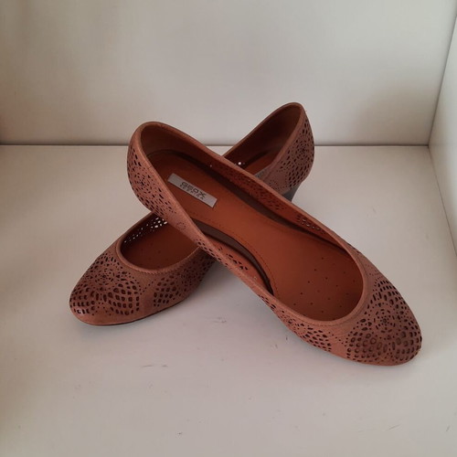 Geox Respira leather platform shoes size 38 used, brown
