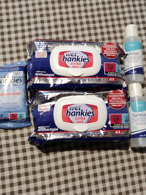 Set of antibacterial wipes and liquids new