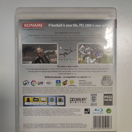 Pro Evolution Soccer 2008 PES Konami for PlayStation 3 like new