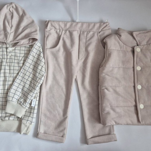 Cotton three-piece boy's set new, brown