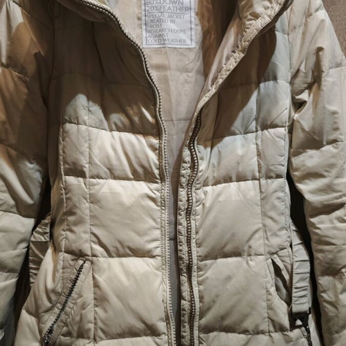 Benetton women's down jacket used, white-beige, size M