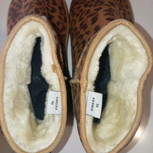 Sinsay ankle boots No40 new leopard print with inner fur