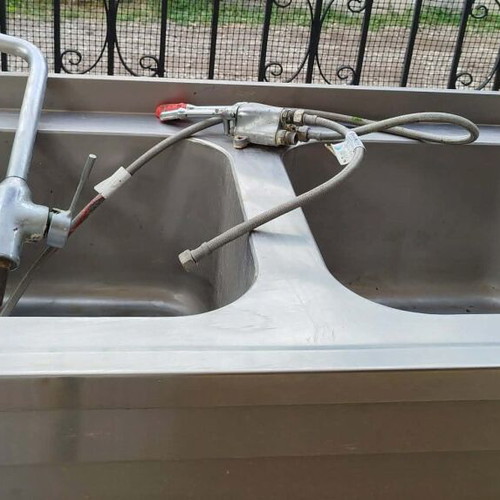 Λάντζα διπλή επαγγελματική inox μεταχειρισμένη, 2μ x 70εκ x 90εκ