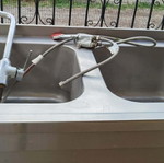 Λάντζα διπλή επαγγελματική inox μεταχειρισμένη, 2μ x 70εκ x 90εκ