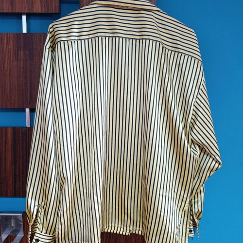 Vintage satin striped shirt Stavros like new, size 44, yellow and blue