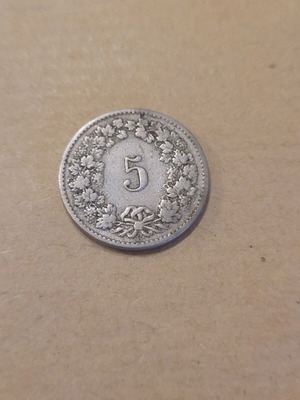 Switzerland 5 Rappen 1880 coin used