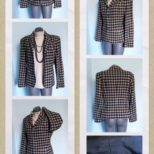 Jackpot by Carly Gry vintage wool women's blazer, checked pattern