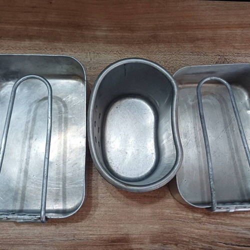 English army canteens used, set of 3, aluminum 1945