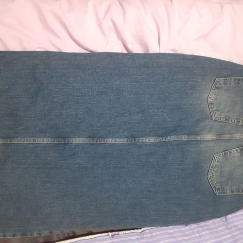 Stradivarius midi denim skirt new with slit, size 38