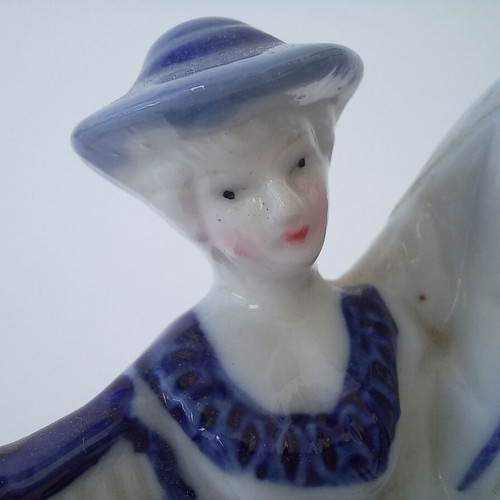 Porcelain figurine with musician couple used, vintage