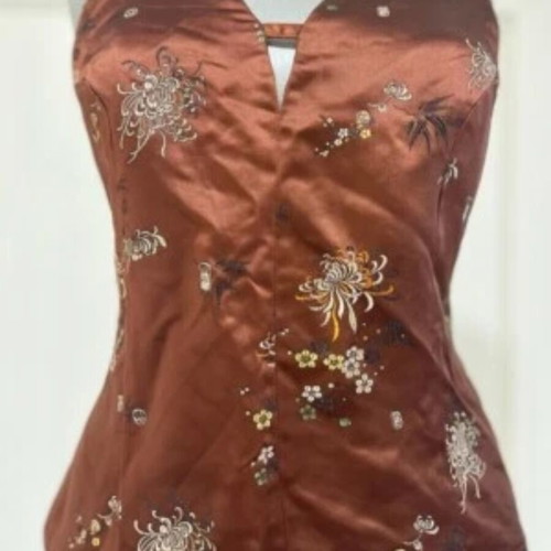 Hennes Collection Corset Style Satin Top size 40 like new, embroidered