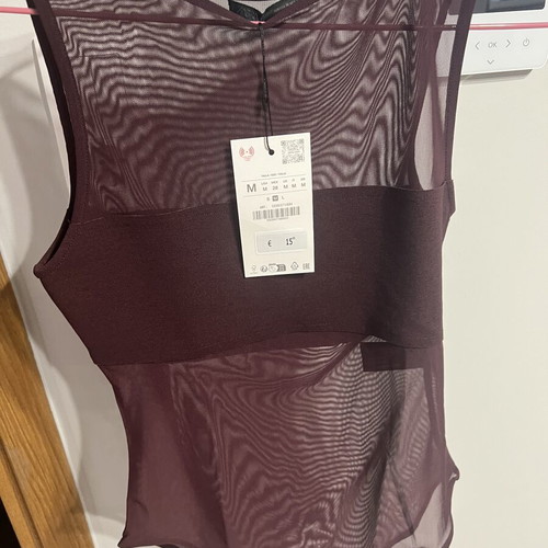 Zara bodysuit, brown and red, size M