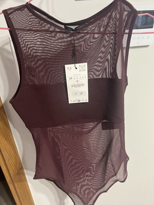 Zara bodysuit, brown and red, size M