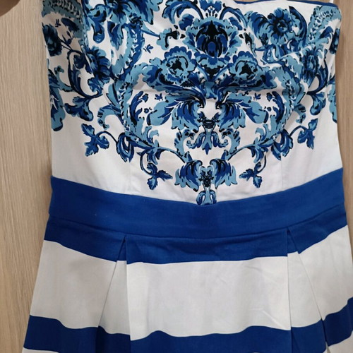 Strapless dress like new, white and blue, size XS