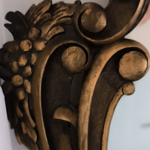 Baroque mirror with ornate wooden frame 86x64 cm