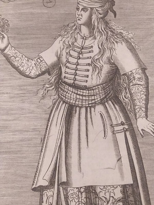 Χαλκογραφία 1650 μεταχειρισμένη, παραδοσιακή φορεσιά γυναίκας Τουρκίας από Laonikos Chalcocondyles