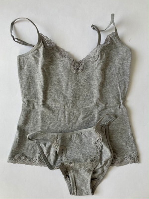 Zara vintage βαμβακερό homewear σετ δύο τεμαχίων γκρι μελανζέ, καινούργιο