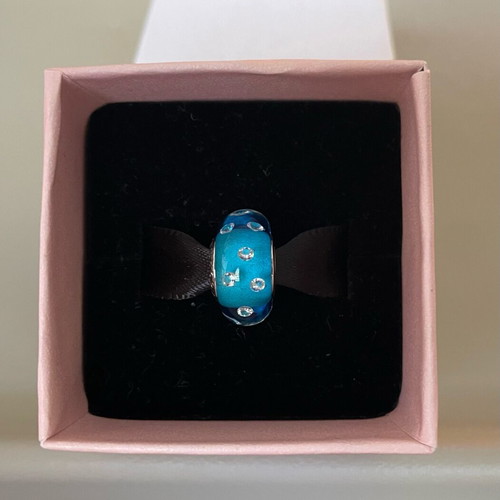 Pandora Murano Charm turquoise glass with zirconia, like new
