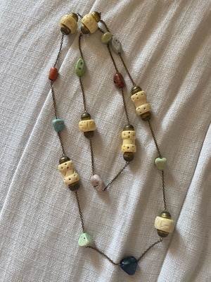 Long necklace with gold chain like new, multicolor