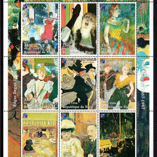 Niger 1998 Henri de Toulouse-Lautrec Art Paintings Souvenir Sheets new