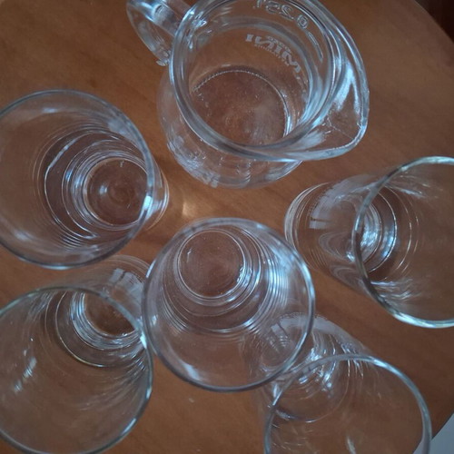 Ouzo MINI set of 5 glasses and 0.25l carafe like new