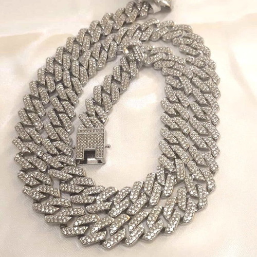 Cross necklace iced out style with zirconia on silver chain new