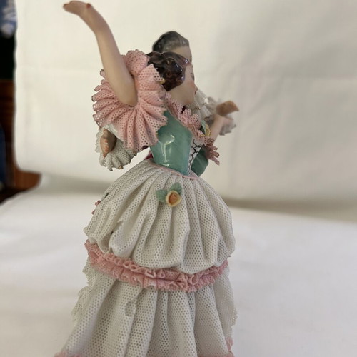 Friedrich Wilhelm Wessel German porcelain Dresden lace figurine couple