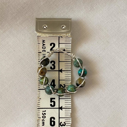 Handmade boho ring made to order with african turquoise and silver-plated wire