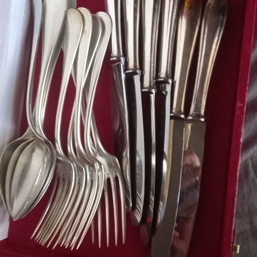 Christofle silver-plated cutlery set like new, 6 forks, 6 knives, 6 soup spoons