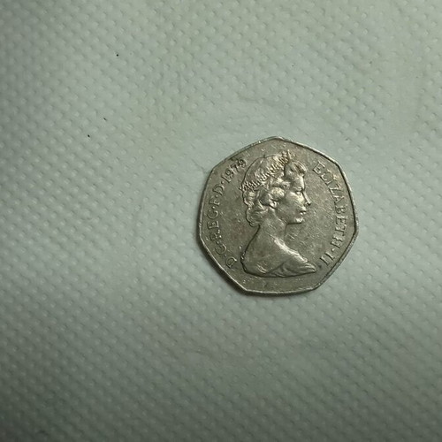 Coin 50 pence England 1970 used in good condition