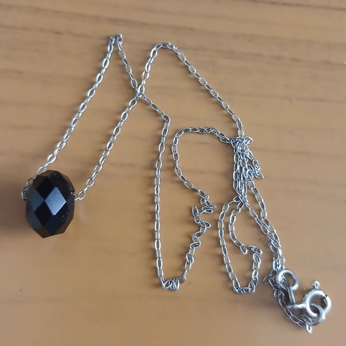 Silver 925 necklace with black stone