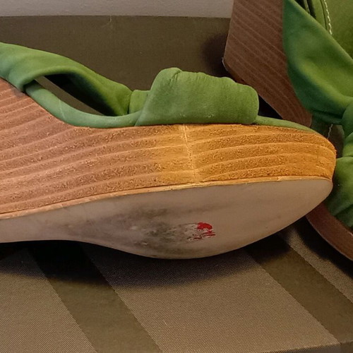 Zara leather wedge platforms 36 green suede like new