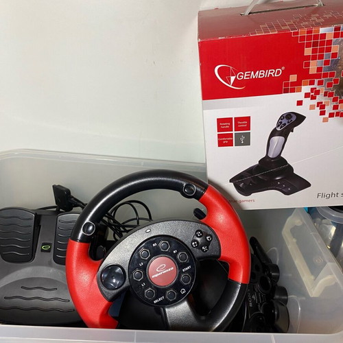 Steering wheel and pedals used for PS2 Esperanza with Gembird USB flight stick PC