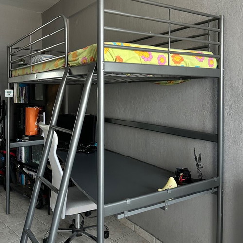 Bunk bed with desk and mattress