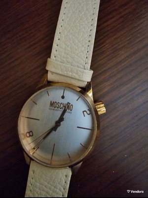 Moschino XXL women's watch like new with beige leather strap and gold details