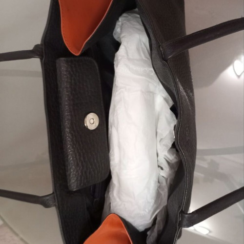 Voi shoulder bag used, genuine leather, black and salmon