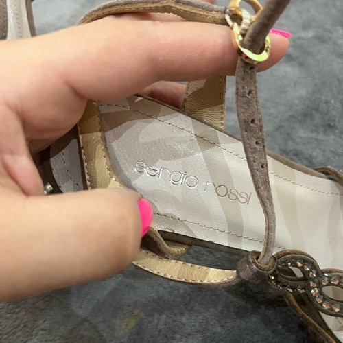 Sergio Rossi suede sandals with Swarovski new, size 39, beige