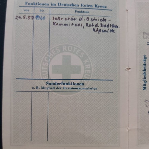 German Red Cross Membership Booklet used with photo and stamps 1959-1964