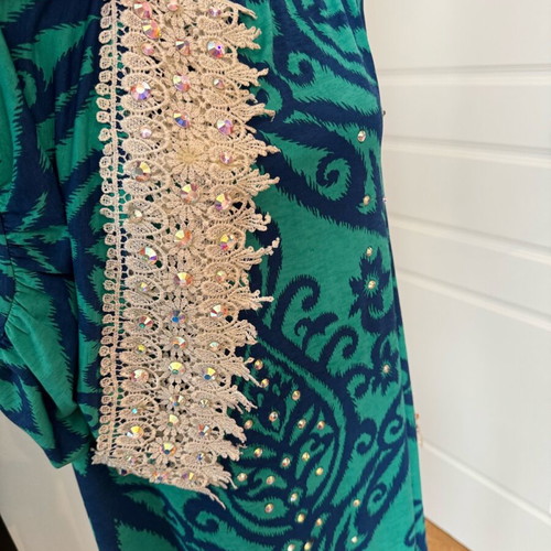 Cezanne dress used with crystals one size blue turquoise