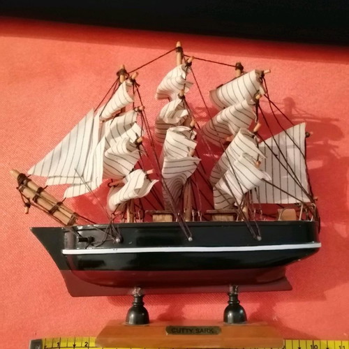 Wooden handmade vintage ship like new, decorative sailing ship