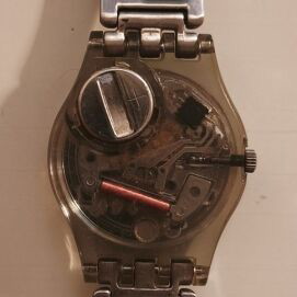 Swatch Lady Silver Cobbles LM119 watch used, needs batteries
