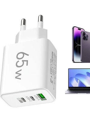 65W GaN Γρήγορος Φορτιστής – USB-C/USB-A με 3 Πρωτόκολλα (Καινούριο)