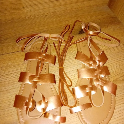 Women's sandals pink-gold like new, size 38