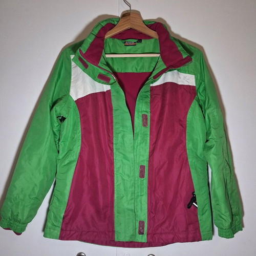 Crivit Sports athletic jacket used, green/burgundy, size 146/152