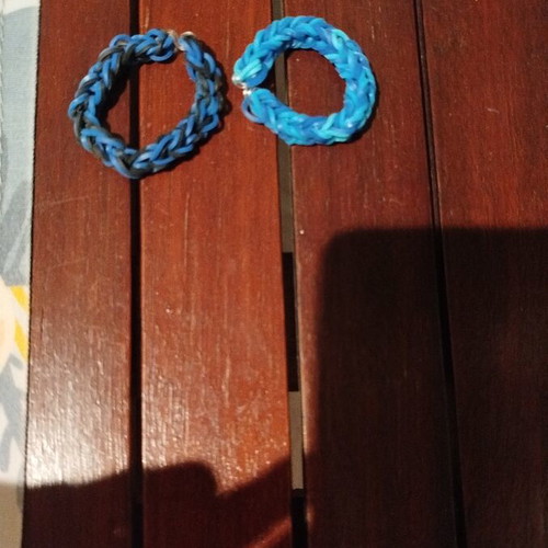 Plexi Flexi bracelets set of 2, handmade, new, blue and turquoise