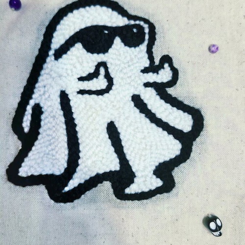 Handmade shoulder tote bag with three ghosts, cotton, new