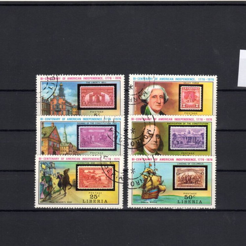 Liberia Stamp Series New, Six Foreign Stamps on Stamps Theme